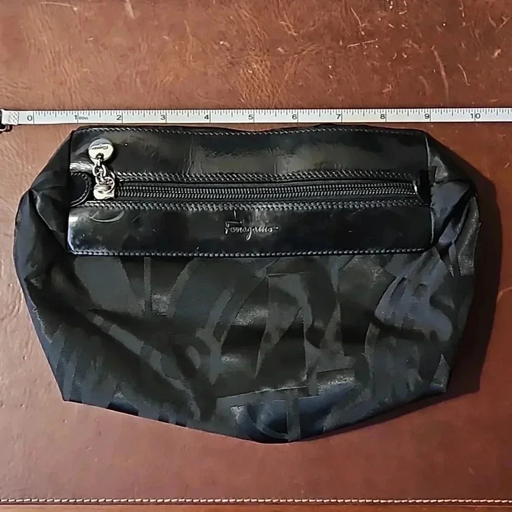 Ferragamo Patent Leather and Nylon Cosmetics Pouch